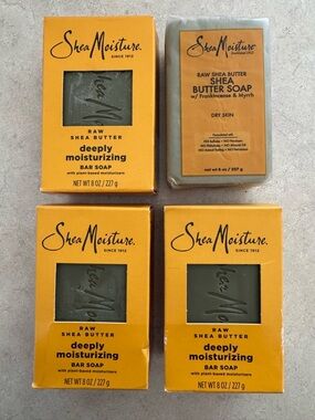 4X Pack Raw Shea Moisture Butter Bar Soap w/ Frankincense & Myrrh Deeply 8oz NEW